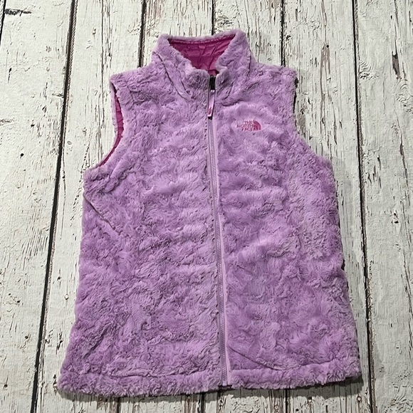 Girls the North Face Reversible Fleece Style Outwear Plush Zip Up Jacket Girls - Picture 7 of 13